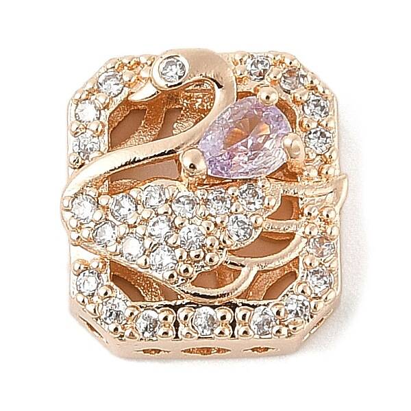 Brass Micro Pave Cubic Zirconia Beads