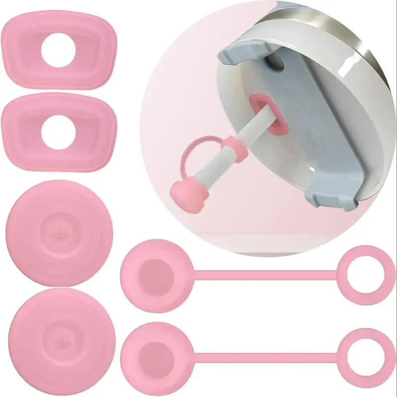 Silicone Spill Stopper Set for 30/40oz Tumbler, 6counts/set Including 2 Straw Cover Caps, 2 Square Spill Stoppers and 2 Round...