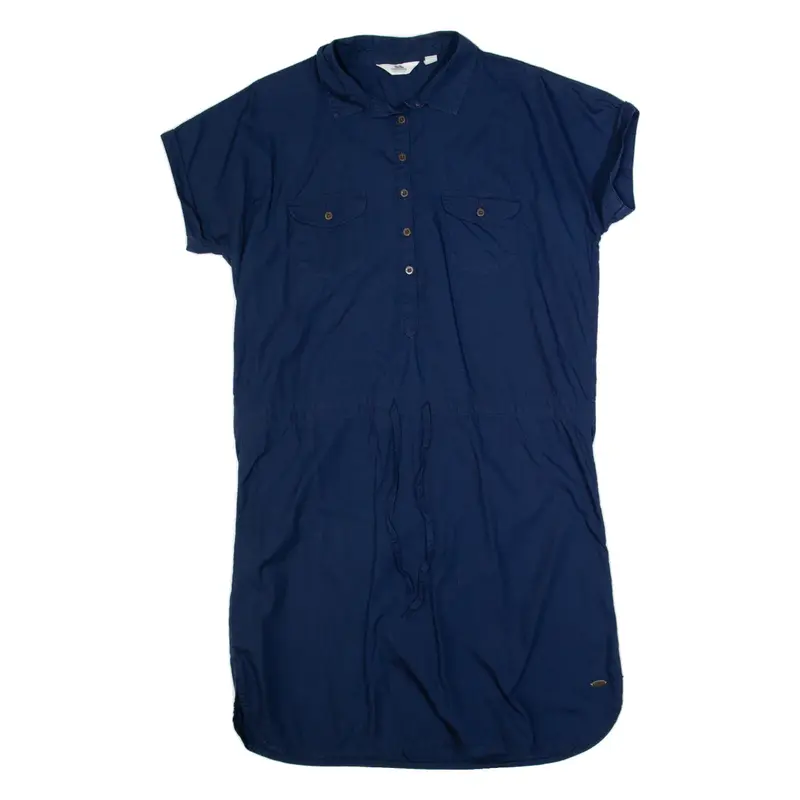 TRESPASS Womens Shirt Dress Blue Short Sleeve Knee Length UK 14