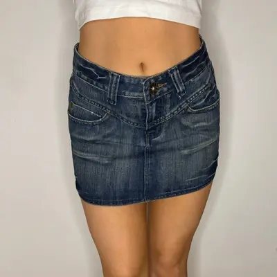 Sexy Girl Jeans Mini Denim Skirt - 28W UK 8 Blue Cotton