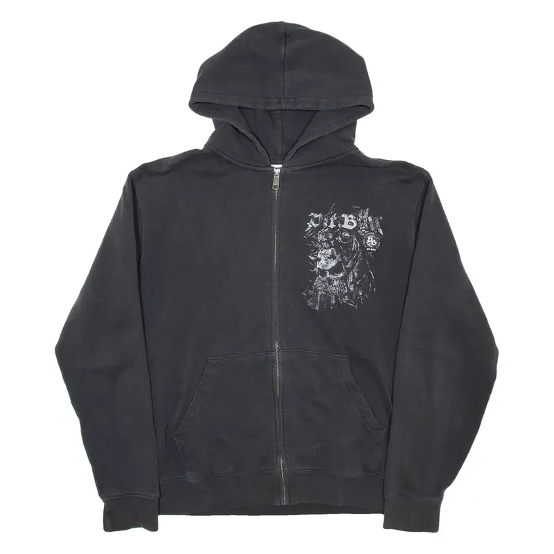 RUSSELL Mens Black Hoodie Full Zip L