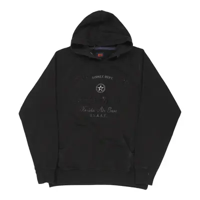 Avirex Graphic Hoodie - Large Black Cotton Blend