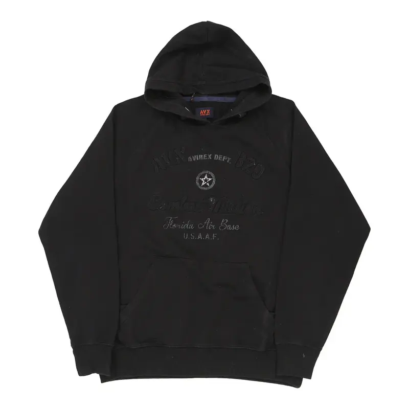 Avirex Graphic Hoodie - Large Black Cotton Blend