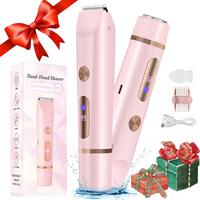 2-in-1 Electric Hair Trimmer, 1 Box Portable LCD Display Electric Shaver, Waterproof Rechargeable Hair Removal, Used for Unde...