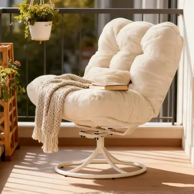 Garvee Oversize 360° Swivel Plush Lounge Chair with Metal Rocking Base, Winter Rattan Rocking Papasan Chair with 6.3 Comfy ...