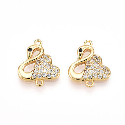 Brass Micro Pave Cubic Zirconia Connector Charms