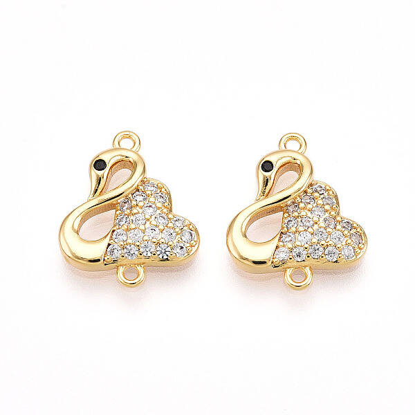 Brass Micro Pave Cubic Zirconia Connector Charms