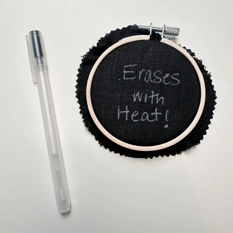 White Heat Erasable Pen for Embroidery Patterns on Dark Fabric