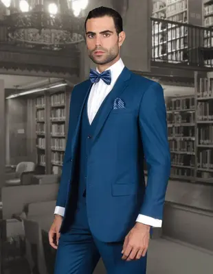 Mens Wool Blend Suit 3Piece Set  Solid Colors Statement