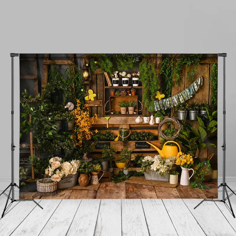 Garden Sprinkler Green Plants Floral Spring Backdrop - Aperturee