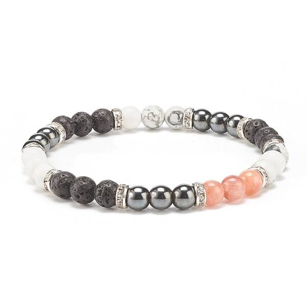 Natural Lava Rock & Gemstone Round Beaded Bracelet for Women