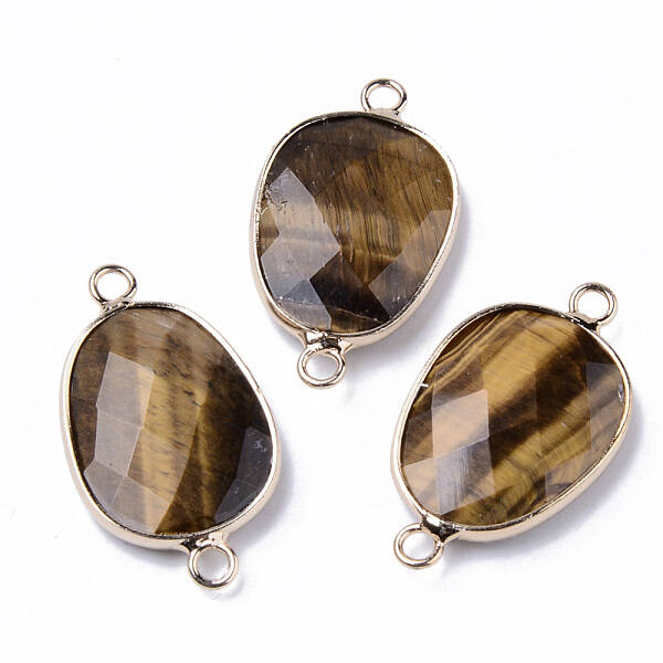 Natural Tiger Eye Links Connectors