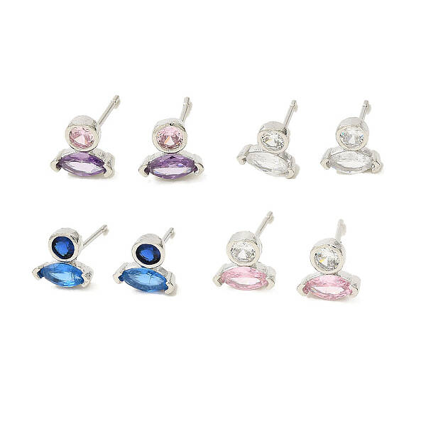 Platinum Brass Horse Eye Stud Earrings