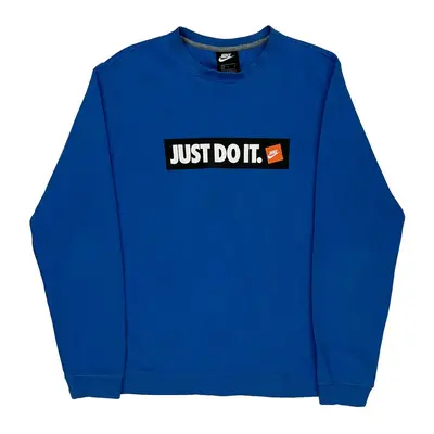 Just Do It Nike Sweatshirt - Large Blue Cotton