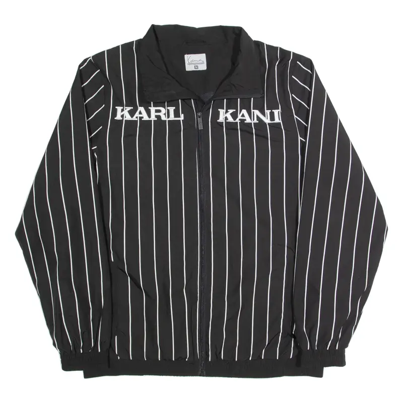 KARL KANI Mens Bomber Jacket Black Striped M