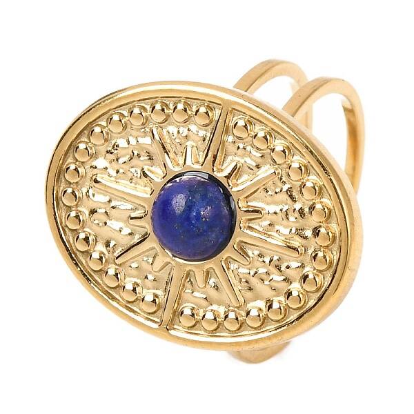 Oval with Sun Natural Lapis Lazuli Finger Rings