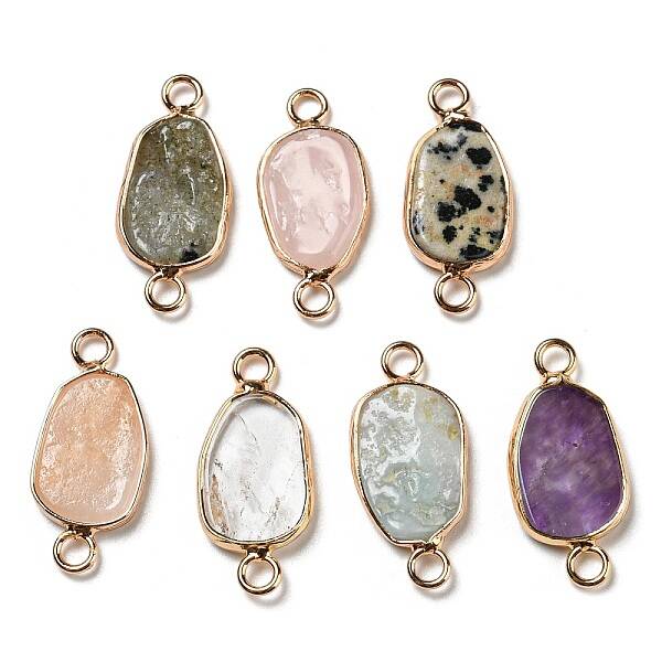 Natural Mixed Stone Connector Charms