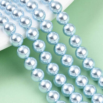 Baking Painted Pearlized Glass Pearl Bead Strands