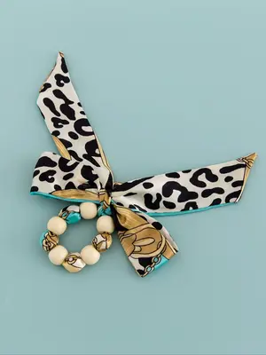 Colorblock All Over Pattern Bow & Beaded Design Bag Charm, Fashionable Bag Decoration for Women & Girls, Casual Trendy Versat...