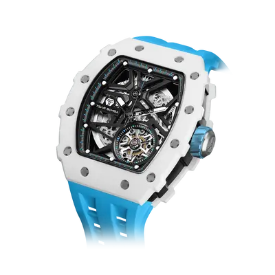 TSAR BOMBA Men's Luxury Ceramic Bezel Skeleton Mechanical Watch | Blue | Elementalal TB8209C | Sapphire Glass 50M Waterproof ...