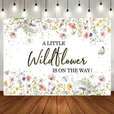 Wildflower On The Way Butterfly Baby Shower Backdrop - Aperturee