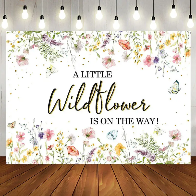 Wildflower On The Way Butterfly Baby Shower Backdrop - Aperturee