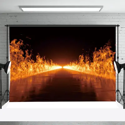 Endless Burning Flame Road Backdrop For Photography - Aperturee