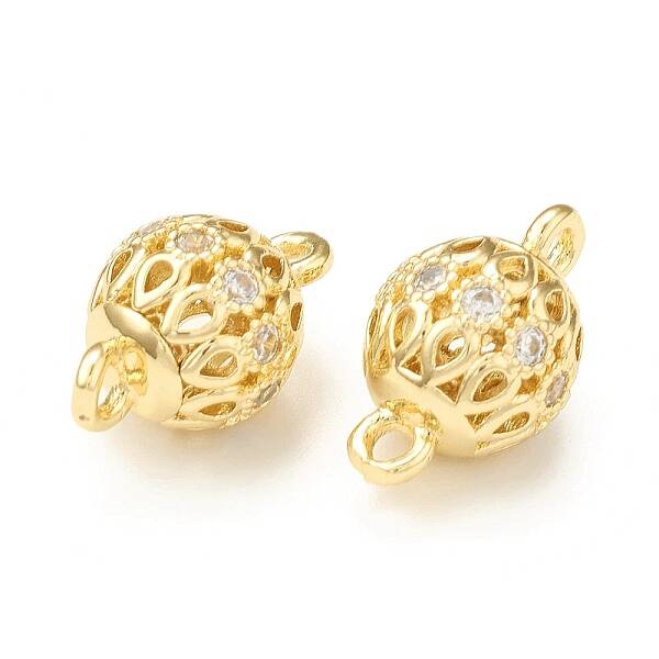 Brass Micro Pave Clear Cubic Zirconia Connector Charms