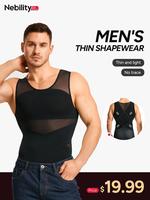 【Nebility】Men's Mesh Breathable Compression Shapewear Vest - Slim-Fitting High Elasticity Seamless Anti-Friction Design M...