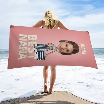 Pink Custom Photo Summer Beach Towel for Girl - Aperturee