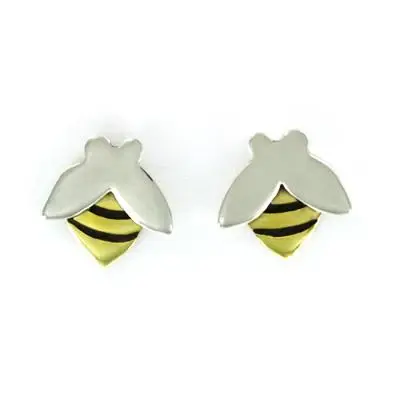 Bee Sterling & Brass Post Earrings