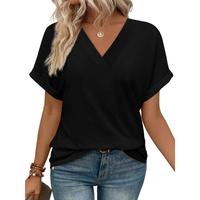 WIHOLL Womens Summer Tops Short Dolman Sleeve Shirts 2025 Fashion V Neck Outfits Clothes