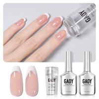 GAOY French Manicure Kit, Nail Stamper, and 2Pcs Gel Nail Polish Include Nude Jelly Pink White Colors for French Tip, UV Ligh...