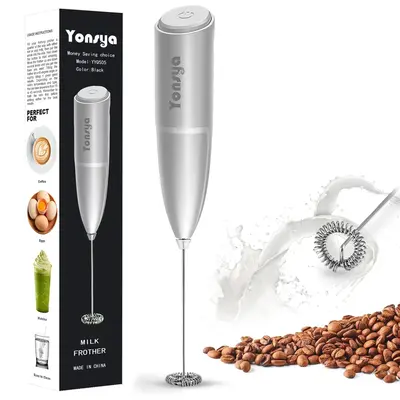 Yonsya Hand Mixer Milk Frother for Coffee - Electric Handheld Foam Maker for Lattes, Cappuccino, Frappe, Matcha, and Hot Choc...