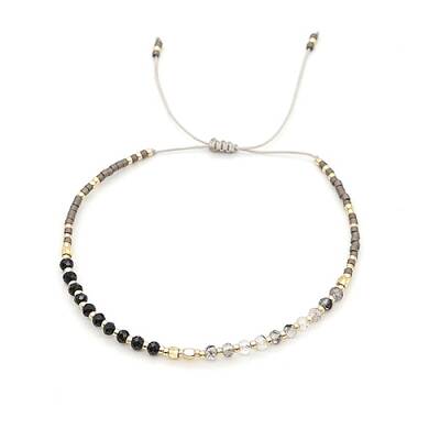 Natural Obsidian & Glass Seed Braided Bead Bracelets