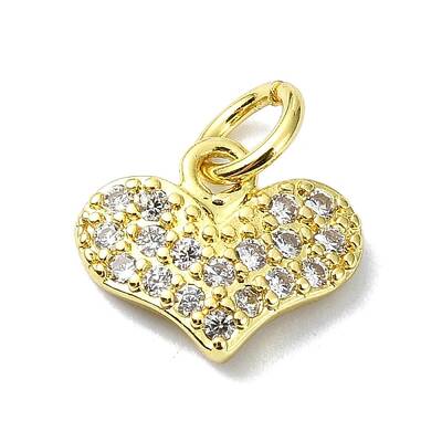 Heart Theme Brass Micro Pave Cubic Zirconia Charms