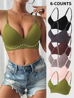 Women's Solid Wireless Bra, Comfortable Breathable Seamless Bra, Adjustable Strap Push Up Lingerie for Daily Wear