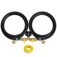 Alloxity 5ft Propane 2 Way Y Splitter Adapter Hose,1 lb to 20 lb Converter with Shut Off Valve to 350PSI for Heater,Camping S...