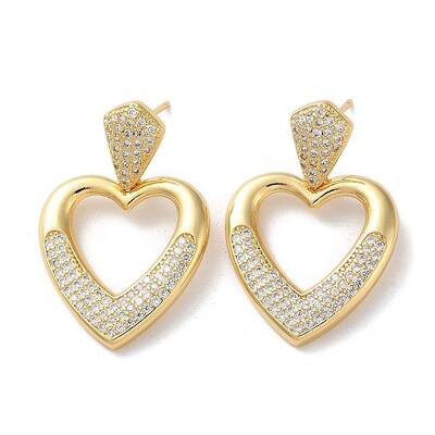 Brass Pave Cubic Zirconia Stud Earrings