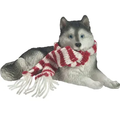 Sandicast Playful Gray Siberian Husky Christmas Ornament