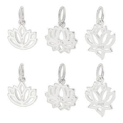 6Pcs 3 Styles 925 Sterling Silver Charms