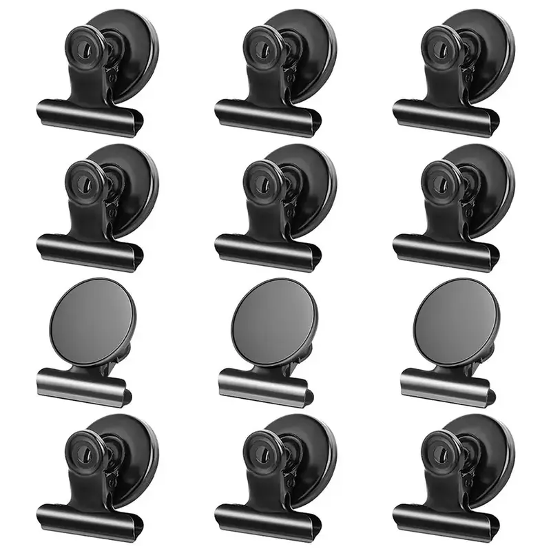 Refrigerator Magnet, 12/24pcs Heavy Duty Magnetic Fridge Clamp, Whiteboard Magnet Clamp, Detail List Display Paper Fastener C...