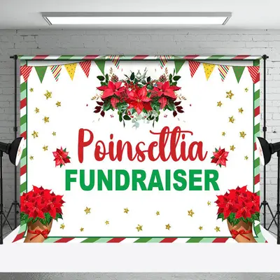Floral Star Christmas Poinsettia Fundraiser Backdrop