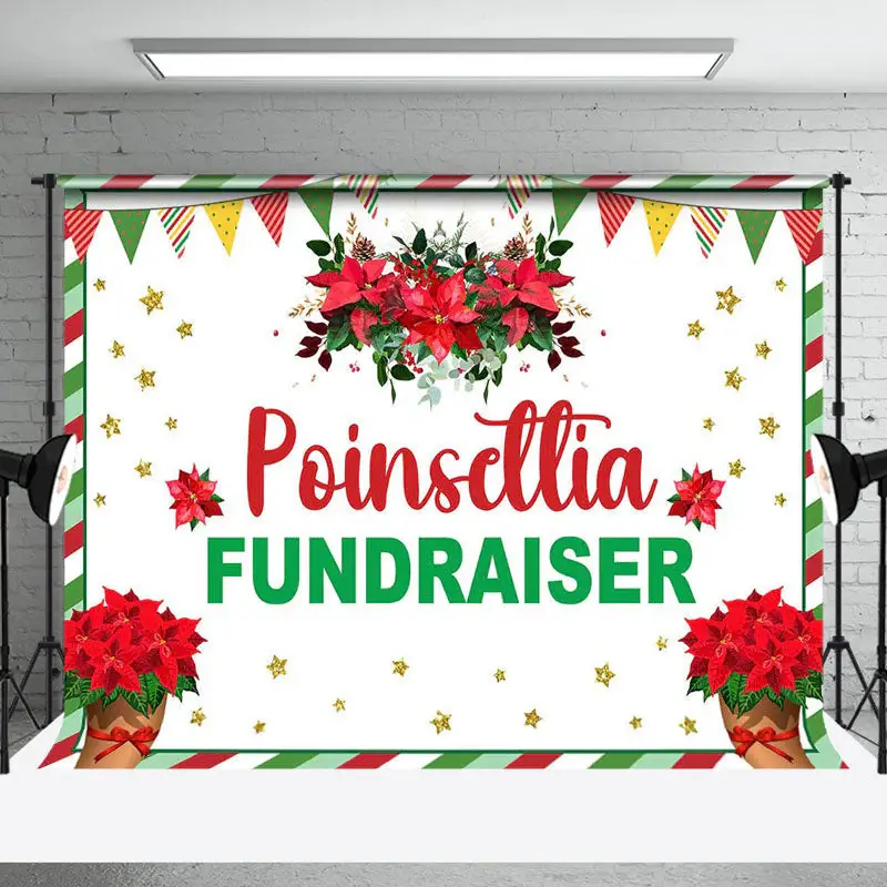 Floral Star Christmas Poinsettia Fundraiser Backdrop