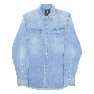G-STAR RAW Slim Fit Mens Denim Shirt Blue Long Sleeve M