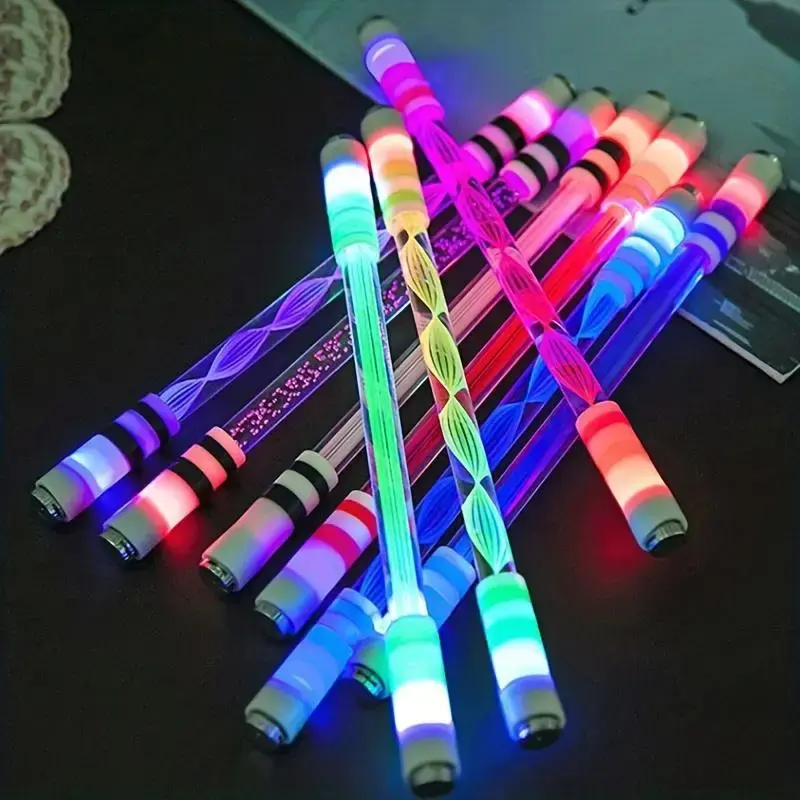 Random Color Glowing LED Spinning Pen, 1/2/3/4 Counts Rolling Stress Relieving Toy, Perfect Pocket-sized Gift for Halloween T...