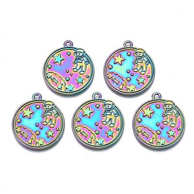 Rack Plating Rainbow Color Alloy Pendants