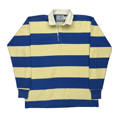 Lands End Striped Rugby Shirt - XL Blue Cotton