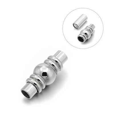 Tarnish Resistant Smooth 304 Stainless Steel Tube Magnetic Clasps with Glue-in Ends