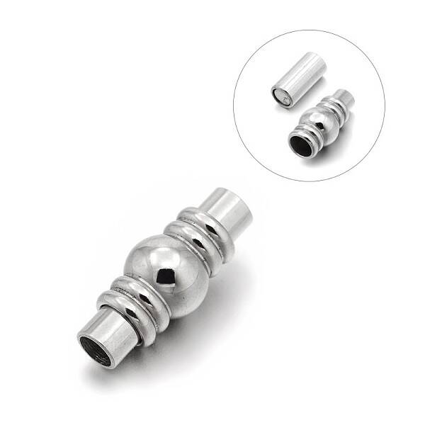 Tarnish Resistant Smooth 304 Stainless Steel Tube Magnetic Clasps with Glue-in Ends